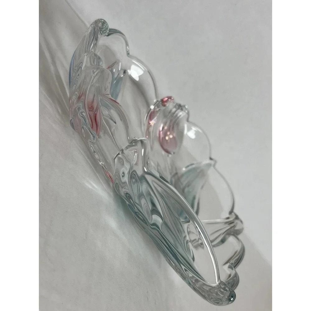 Vintage Mikasa Crystal Heart Bowl Cottagecore Iridescent Embossed Tulip Glass